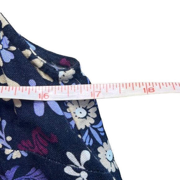 Ann Taylor Factory XS Blue Purple Floral Linen Blend Flowy Top Workwear Office - Picture 7 of 8
